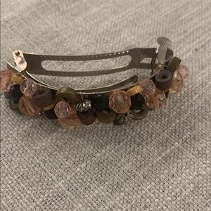 Beaded Hair Clip with Pink and Brown Accents